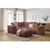 Image de Canapé d'angle fixe modulable VOLTAIRE avec 1 chauffeuse 2 places, 1 angle, 1 chauffeuse 1 place et 1 pouf rose angle gauche BOBOCHIC 5 places