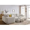 Image de Canapé panoramique fixe modulable VOLTAIRE avec 1 méridienne, 1 angle, 2 chauffeuses et 1 pouf beige angle droit BOBOCHIC 6 places