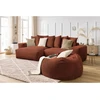 Image de Canapé d'angle réversible VOLTAIRE velours côtelé avec pouf orange BOBOCHIC 5 places