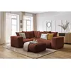 Image de Canapé d'angle fixe modulable VOLTAIRE avec 1 chauffeuse 2 places, 1 angle, 1 chauffeuse 1 place et 1 pouf orange angle gauche BOBOCHIC 5 places