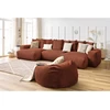 Image de Canapé panoramique fixe VOLTAIRE velours côtelé avec pouf orange panoramique BOBOCHIC 7 places