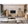 Image de Meuble TV 2 portes 2 tiroirs 167 cm VERONA effet chêne et verre fumé avec LEDS BOBOCHIC