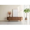 Image de Meuble TV 4 portes 180 cm SORMIOU placage chêne massif marron foncé BOBOCHIC