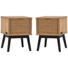 Image de Lot de 2 chevets ALBI bois massif et rotin BOBOCHIC