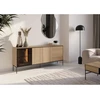 Image de Buffet 3 portes 2 tiroirs 200 cm VERONA effet chêne et verre fumé avec LEDS BOBOCHIC