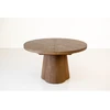 Image de Table à manger ronde extensible 130 à 180 cm SUGITON placage chêne massif marron foncé BOBOCHIC
