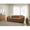 Image de Canapé droit convertible déplimousse NEYO tissu texturé orange BOBOCHIC 3 places