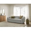 Image de Canapé droit convertible déplimousse NEYO tissu bouclette gris clair BOBOCHIC 3 places