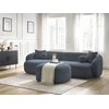 Image de Canapé d'angle fixe ASHLEY avec pouf bleu foncé angle gauche BOBOCHIC 4 places