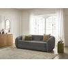 Image de Canapé droit convertible déplimousse NEYO tissu bouclette gris foncé BOBOCHIC 3 places