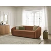 Image de Canapé droit convertible déplimousse NEYO tissu lisse orange BOBOCHIC 3 places