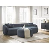Image de Canapé d'angle fixe ASHLEY avec pouf bleu foncé angle droit BOBOCHIC 4 places