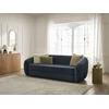 Image de Canapé droit convertible déplimousse NEYO tissu lisse bleu foncé BOBOCHIC 3 places