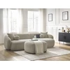 Image de Canapé d'angle fixe ASHLEY avec pouf taupe angle droit BOBOCHIC 4 places