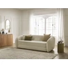Image de Canapé droit convertible déplimousse NEYO tissu bouclette beige BOBOCHIC 3 places