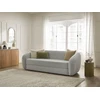 Image de Canapé droit convertible déplimousse NEYO tissu lisse gris clair BOBOCHIC 3 places
