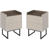 Image de Lot de 2 chevets LOUNA 2 tiroirs avec LED BOBOCHIC