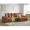 Image de Canapé d'angle réversible convertible coffre ANAKIN tissu texturé orange réversible BOBOCHIC 4 places