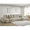 Image de Canapé panoramique convertible coffre ANAKIN tissu texturé beige BOBOCHIC 6 places