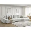 Image de Canapé panoramique convertible coffre ANAKIN tissu texturé gris clair BOBOCHIC 6 places