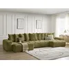 Image de Canapé panoramique convertible coffre ANAKIN tissu texturé vert BOBOCHIC 6 places