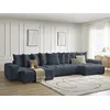 Image de Canapé panoramique convertible coffre ANAKIN tissu texturé bleu foncé BOBOCHIC 6 places