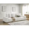 Image de Canapé droit convertible coffre ANAKIN tissu bouclette blanc BOBOCHIC 3 places