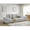 Image de Canapé droit convertible coffre ANAKIN tissu bouclette gris clair BOBOCHIC 3 places