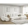 Image de Canapé panoramique convertible coffre ANAKIN tissu texturé blanc BOBOCHIC 6 places