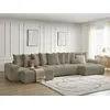 Image de Canapé panoramique convertible coffre ANAKIN tissu texturé taupe BOBOCHIC 6 places