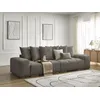 Image de Canapé droit convertible coffre ANAKIN tissu bouclette marron BOBOCHIC 3 places