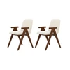 Image de Lot de 2 chaises de table PAGNOL placage chêne massif et tissu bouclette marron foncé BOBOCHIC
