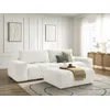 Image de Canapé droit convertible coffre ANAKIN tissu texturé avec pouf blanc BOBOCHIC 3 places