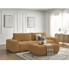 Image de Canapé droit fixe 3 places ANAKIN tissu bouclette avec pouf jaune BOBOCHIC