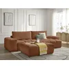 Image de Canapé d'angle réversible ANAKIN tissu texturé avec pouf orange réversible BOBOCHIC 4 places