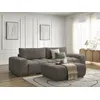 Image de Canapé droit convertible coffre ANAKIN tissu bouclette avec pouf marron BOBOCHIC 4 places