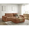 Image de Canapé droit fixe 3 places ANAKIN tissu texturé avec pouf orange BOBOCHIC