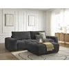 Image de Canapé droit fixe 3 places ANAKIN tissu texturé avec pouf noir BOBOCHIC