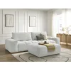 Image de Canapé droit convertible coffre ANAKIN tissu texturé avec pouf gris clair BOBOCHIC 3 places