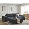 Image de Canapé d'angle réversible ANAKIN tissu bouclette avec pouf bleu foncé réversible BOBOCHIC 5 places