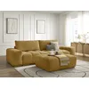 Image de Canapé droit fixe 3 places ANAKIN tissu texturé avec pouf jaune BOBOCHIC