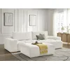 Image de Canapé d'angle réversible convertible coffre ANAKIN tissu texturé avec pouf blanc réversible BOBOCHIC 4 places