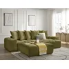 Image de Canapé d'angle réversible ANAKIN tissu texturé avec pouf vert réversible BOBOCHIC 4 places