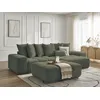 Image de Canapé d'angle convertible réversible coffre ANAKIN tissu bouclette avec pouf vert réversible BOBOCHIC 5 places