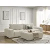 Image de Canapé droit convertible coffre ANAKIN tissu bouclette avec pouf beige BOBOCHIC 4 places