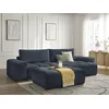 Image de Canapé d'angle réversible convertible coffre ANAKIN tissu texturé avec pouf bleu foncé réversible BOBOCHIC 4 places