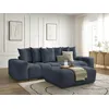 Image de Canapé droit convertible coffre ANAKIN tissu texturé avec pouf bleu foncé BOBOCHIC 3 places