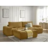 Image de Canapé d'angle réversible ANAKIN tissu texturé avec pouf jaune réversible BOBOCHIC 4 places
