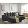 Image de Canapé d'angle réversible ANAKIN tissu texturé avec pouf noir réversible BOBOCHIC 4 places