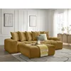 Image de Canapé d'angle réversible convertible coffre ANAKIN tissu texturé avec pouf jaune réversible BOBOCHIC 4 places